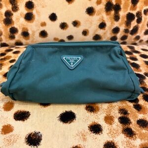 Prada Dark Teal Nylon Cosmetic Bag